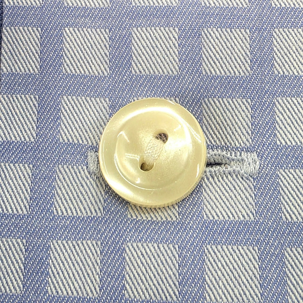 Quiet Luxury Eton Sweden Dress Shirt Mens 43 Light Blue Grid Cotton Europe - Picture 9 of 15